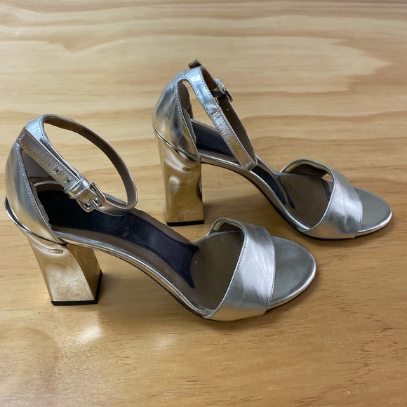 Marni silver leather strap mirrored block heel with ankle strap • size: 39 - Picture 2 of 7